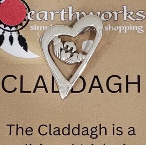 Claddagh in Heart Pendant 925 Sterling Silver